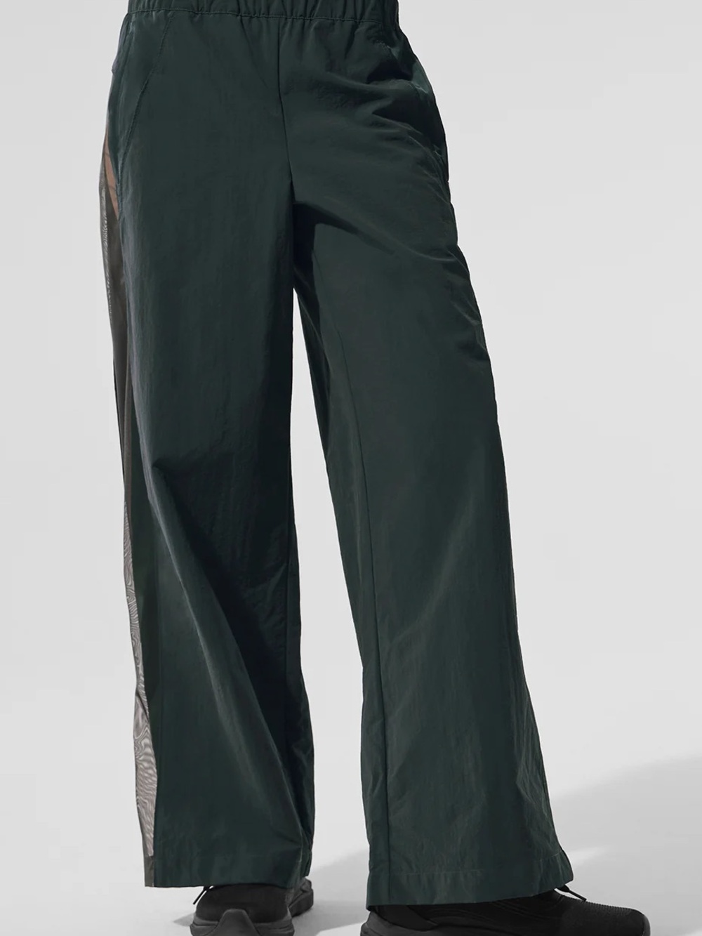 Alo High-Waist Origin Wide Leg Track Pant in Charcoal Green